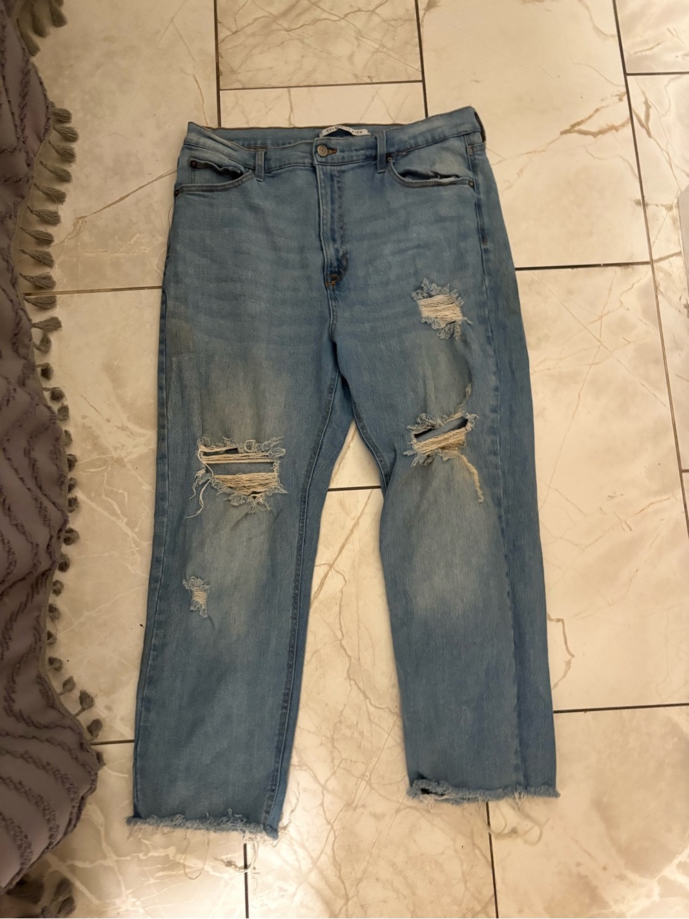 Celebrity Pink Light Blue Distressed Relaxed Jeans